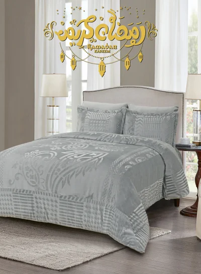 Master Home Textile Velvet Comforter Sets, 5 Pcs Queen Size, Fits 160 x 200 cm Queen Size Bed, With Removable Filling, Soft, Warm